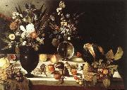 unknow artist A Table Laden with Flowers and Fruit